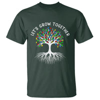 Autism Awareness T Shirt Let's Grow Together Puzzle Flowers - Wonder Print Shop