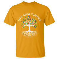 Autism Awareness T Shirt Let's Grow Together Puzzle Flowers - Wonder Print Shop