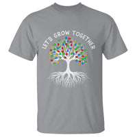 Autism Awareness T Shirt Let's Grow Together Puzzle Flowers - Wonder Print Shop