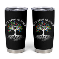 Autism Awareness Tumbler Cup Let's Grow Together Puzzle Flowers