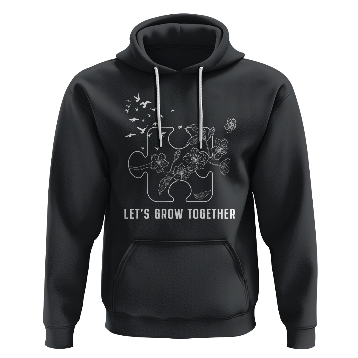 Autism Awareness Hoodie Let's Grow Together Puzzle Tree - Wonder Print Shop