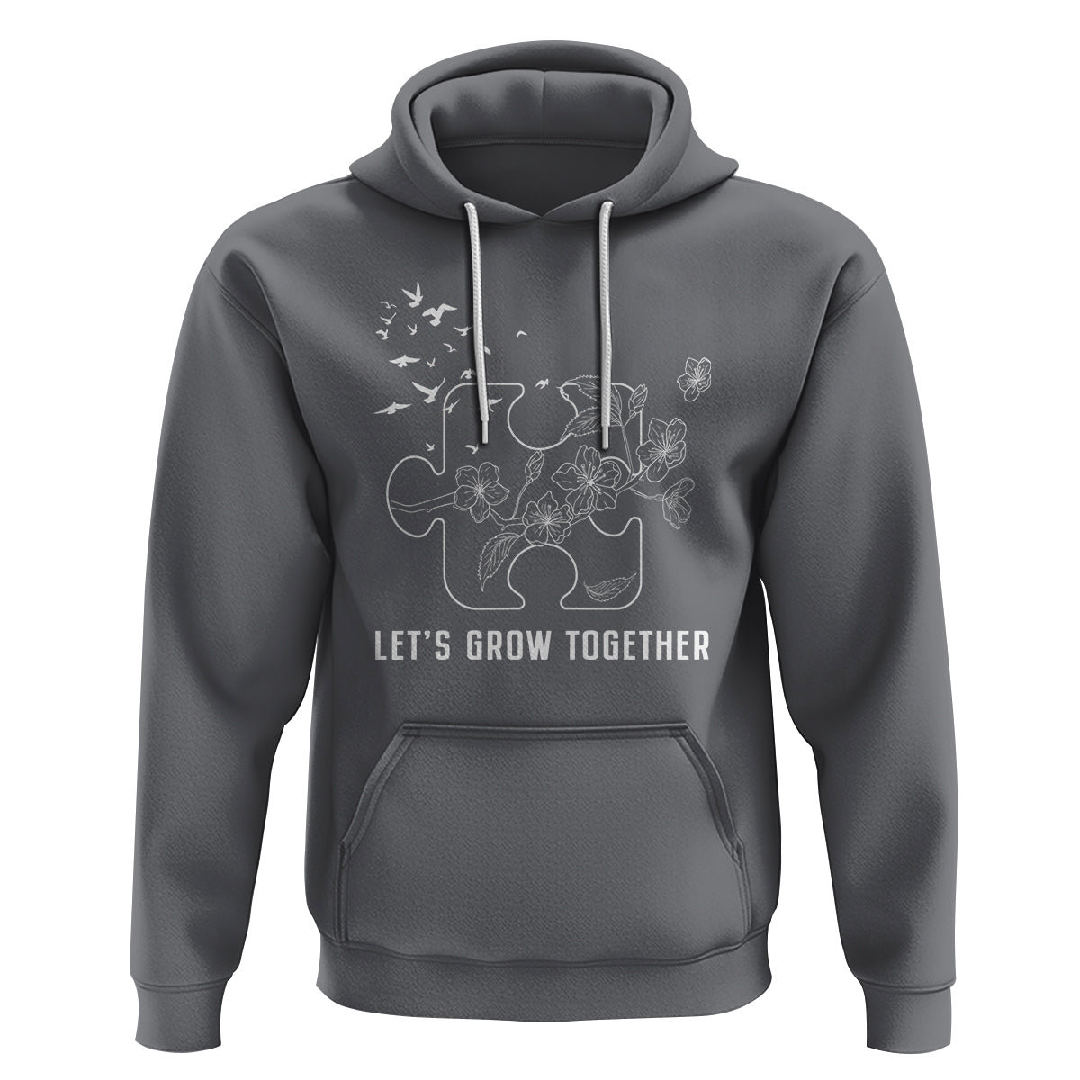 Autism Awareness Hoodie Let's Grow Together Puzzle Tree - Wonder Print Shop