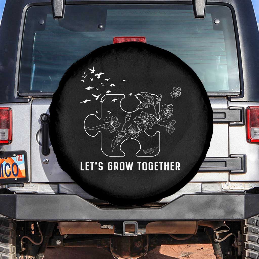 Autism Awareness Spare Tire Cover Let's Grow Together Puzzle Tree
