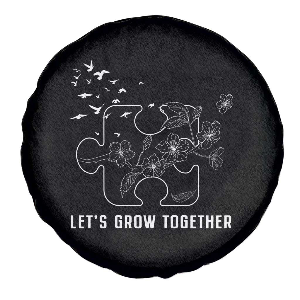 Autism Awareness Spare Tire Cover Let's Grow Together Puzzle Tree