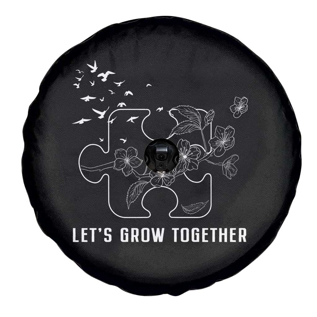 Autism Awareness Spare Tire Cover Let's Grow Together Puzzle Tree