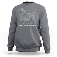Autism Awareness Sweatshirt Let's Grow Together Puzzle Tree - Wonder Print Shop