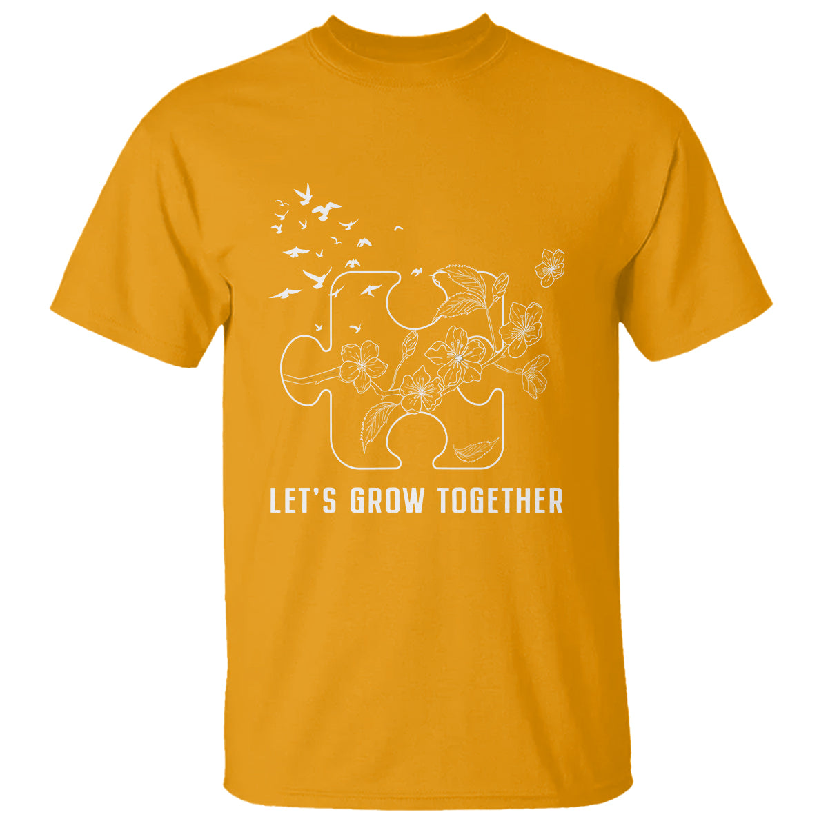 Autism Awareness T Shirt Let's Grow Together Puzzle Tree - Wonder Print Shop