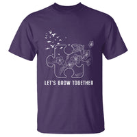 Autism Awareness T Shirt Let's Grow Together Puzzle Tree - Wonder Print Shop