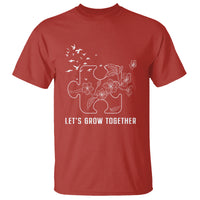Autism Awareness T Shirt Let's Grow Together Puzzle Tree - Wonder Print Shop