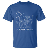 Autism Awareness T Shirt Let's Grow Together Puzzle Tree - Wonder Print Shop