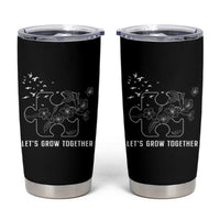 Autism Awareness Tumbler Cup Let's Grow Together Puzzle Tree