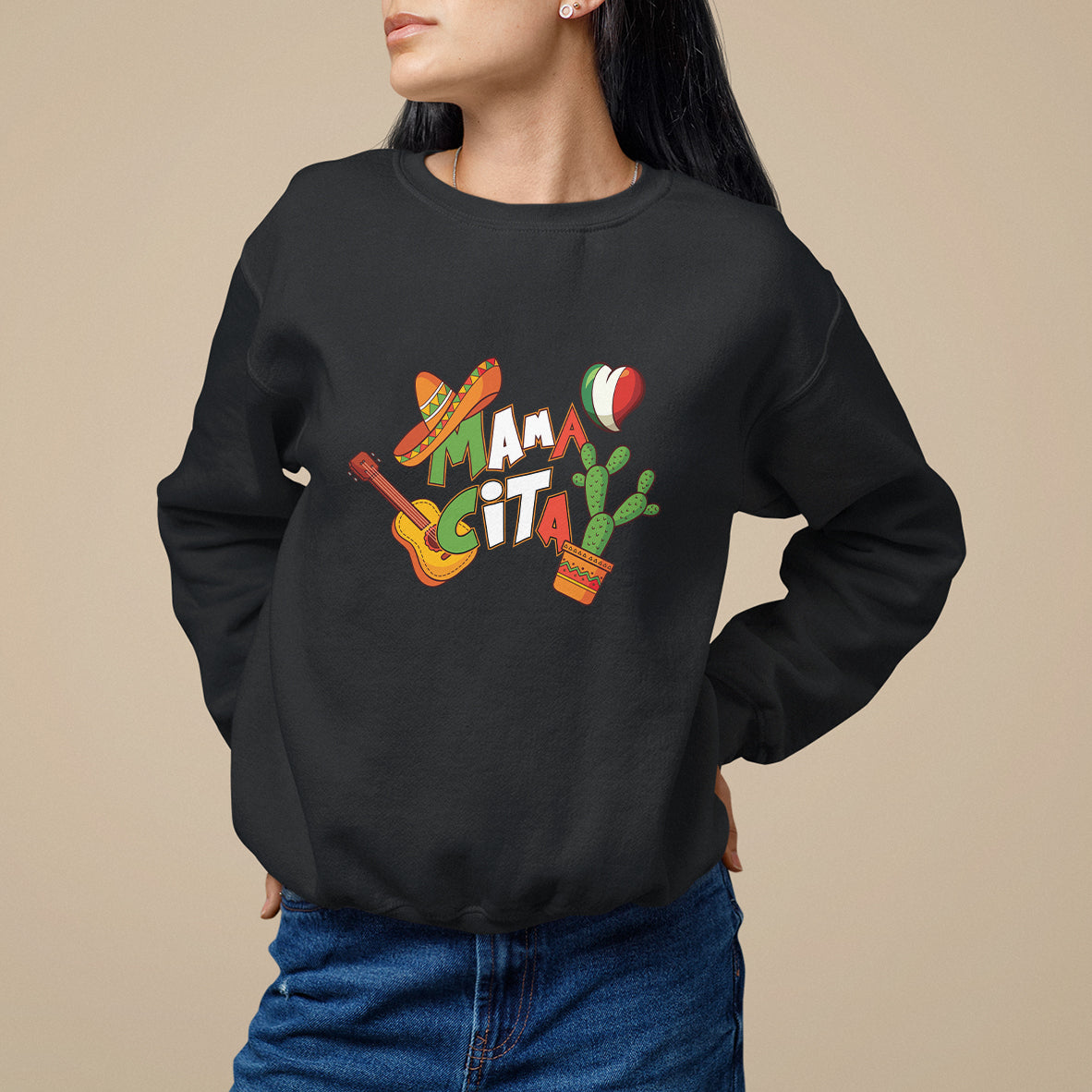 Cinco De Mayo Sweatshirt Mamacita Family Matching Mexican Mom - Wonder Print Shop