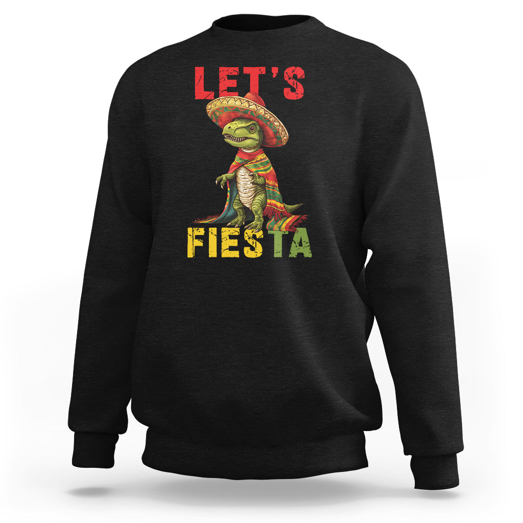 Cinco De Mayo Sweatshirt Let's Fiesta Mexican Dinosaur Toddler Boys - Wonder Print Shop