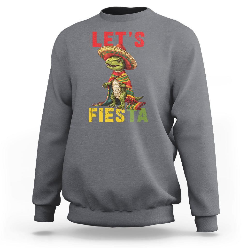 Cinco De Mayo Sweatshirt Let's Fiesta Mexican Dinosaur Toddler Boys - Wonder Print Shop