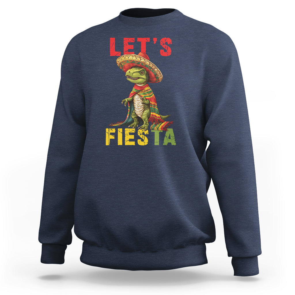 Cinco De Mayo Sweatshirt Let's Fiesta Mexican Dinosaur Toddler Boys - Wonder Print Shop