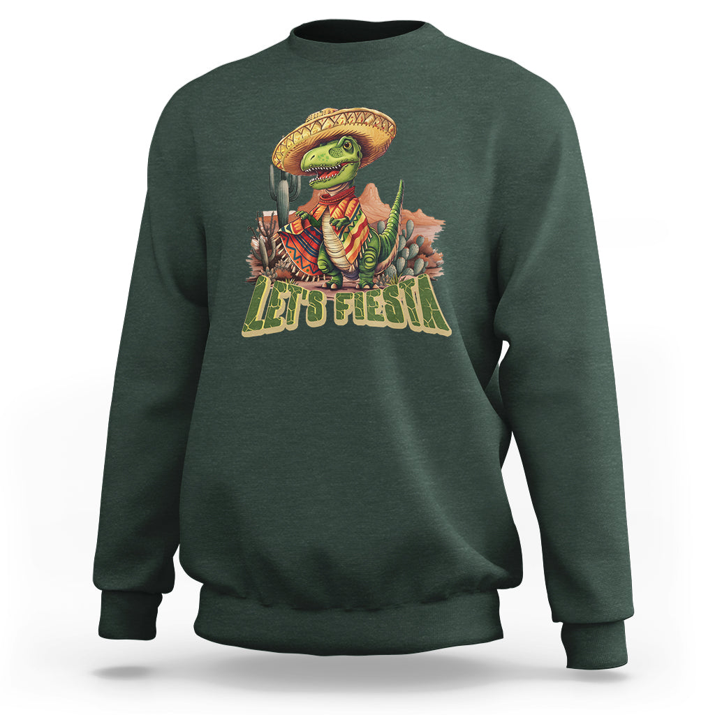 Cinco De Mayo Sweatshirt Let's Fiesta Mexican Dinosaur Toddler Boys - Wonder Print Shop
