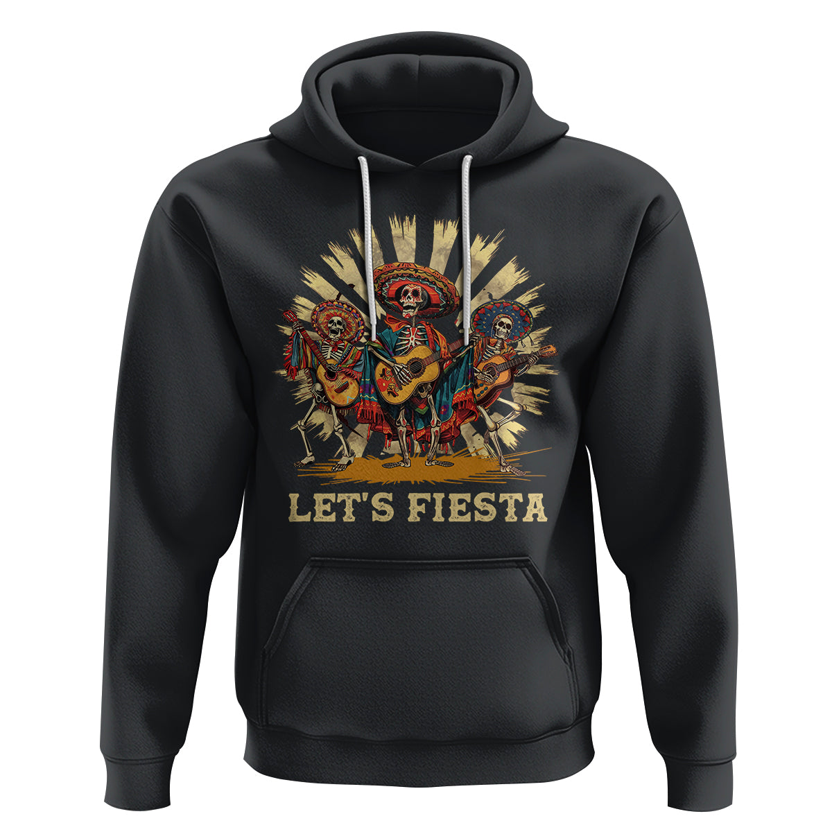 Cinco De Mayo Hoodie Let's Fiesta Skeleton Dancing Mexican Party - Wonder Print Shop