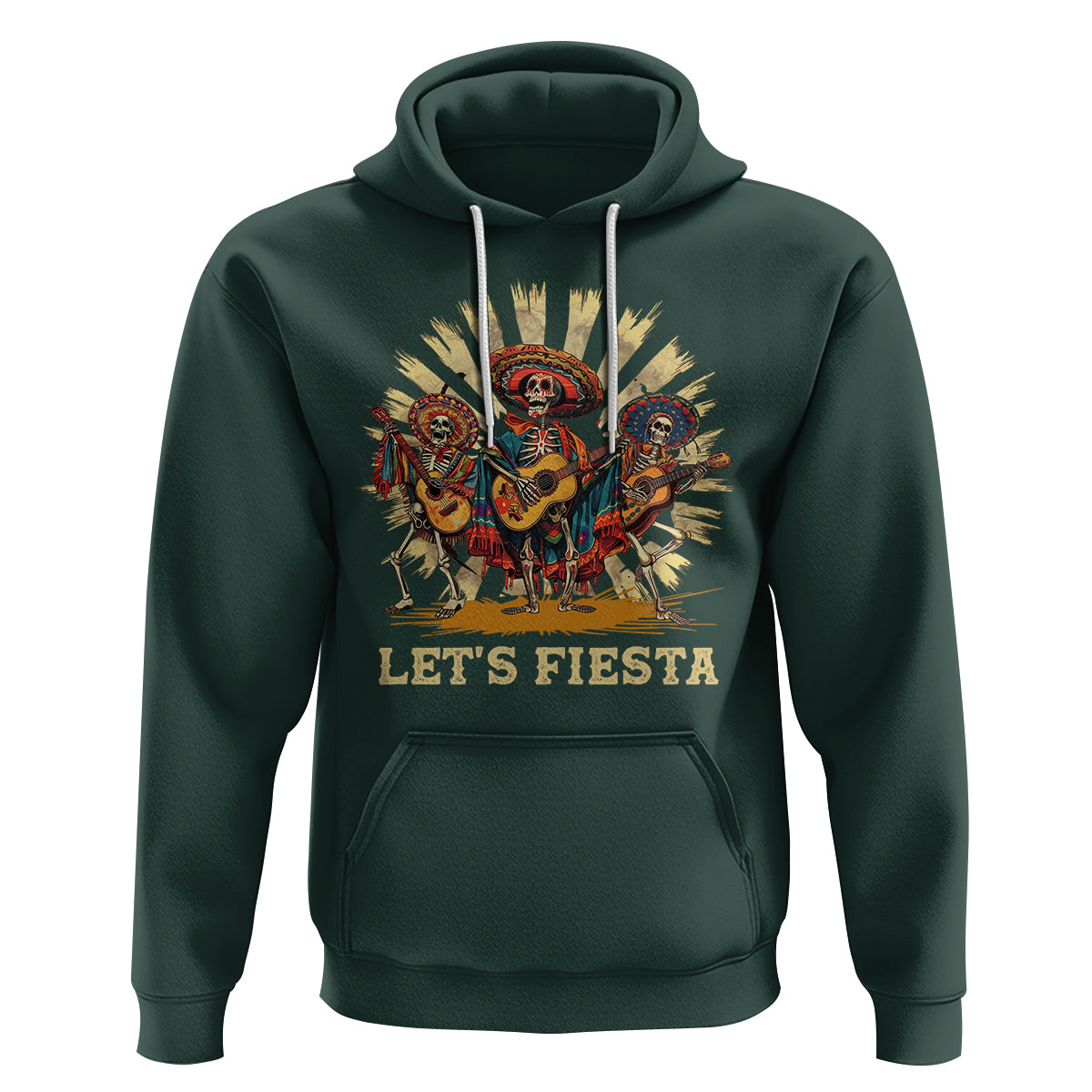 Cinco De Mayo Hoodie Let's Fiesta Skeleton Dancing Mexican Party - Wonder Print Shop