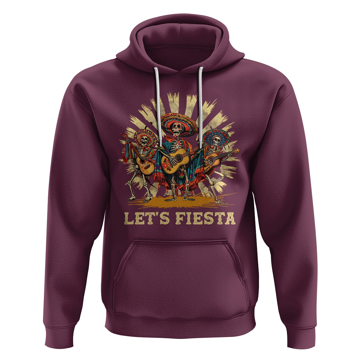 Cinco De Mayo Hoodie Let's Fiesta Skeleton Dancing Mexican Party - Wonder Print Shop