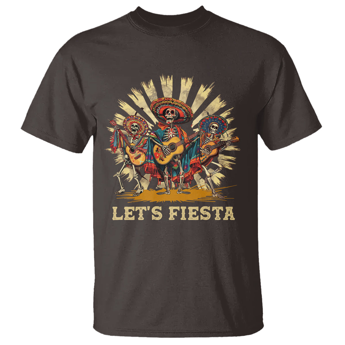 Cinco De Mayo T Shirt Let's Fiesta Skeleton Dancing Mexican Party - Wonder Print Shop