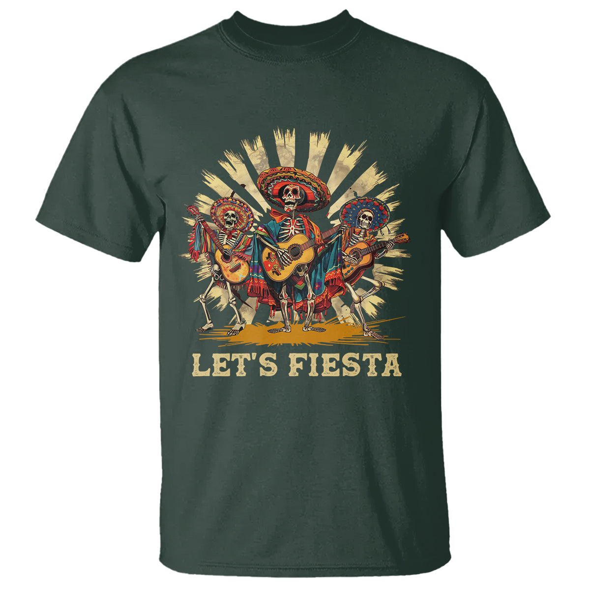 Cinco De Mayo T Shirt Let's Fiesta Skeleton Dancing Mexican Party - Wonder Print Shop