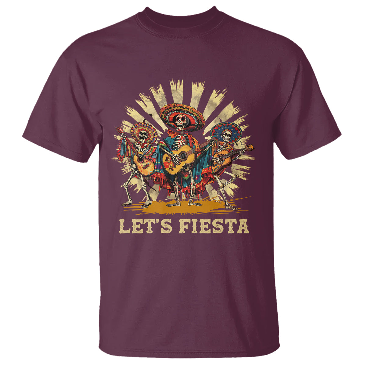 Cinco De Mayo T Shirt Let's Fiesta Skeleton Dancing Mexican Party - Wonder Print Shop