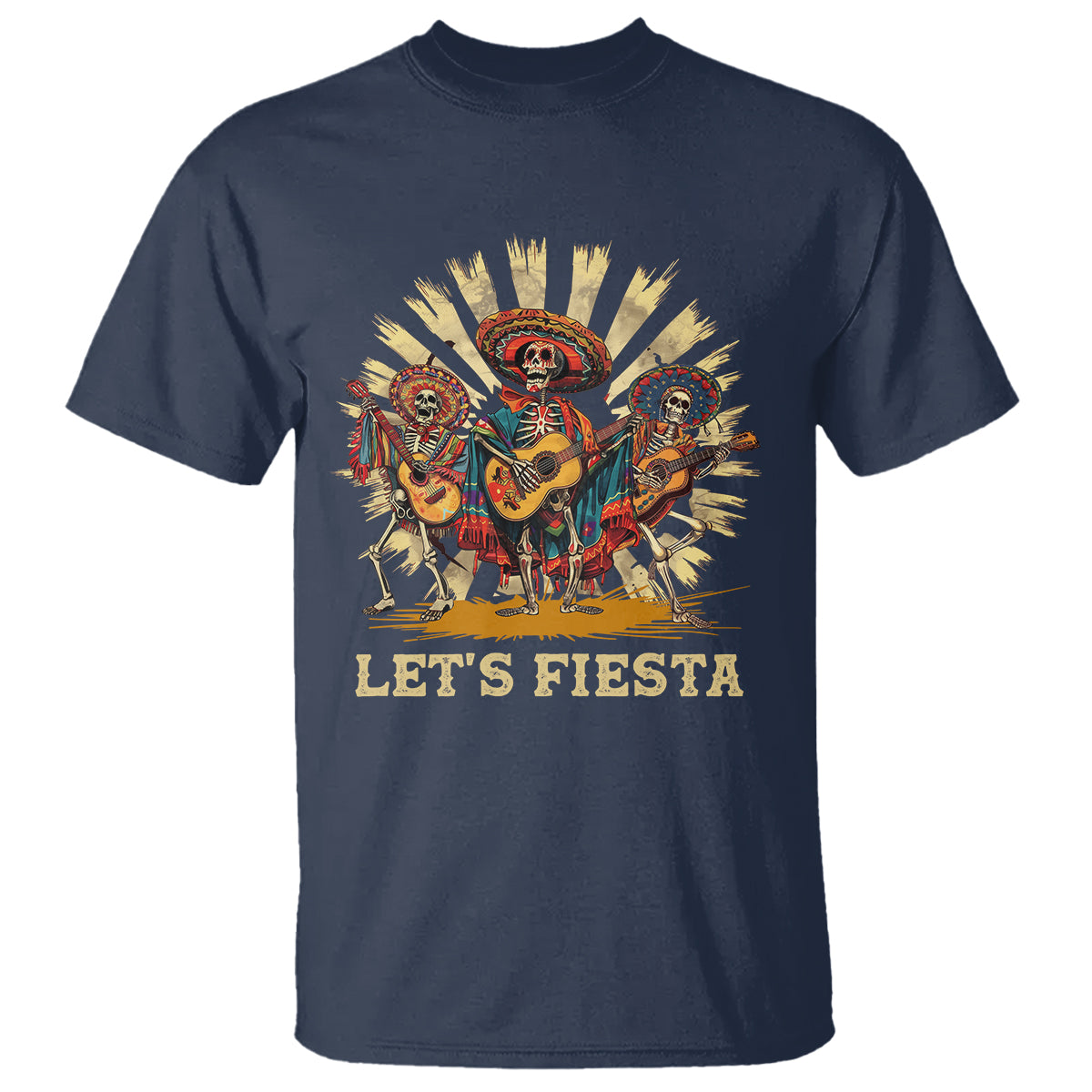 Cinco De Mayo T Shirt Let's Fiesta Skeleton Dancing Mexican Party - Wonder Print Shop
