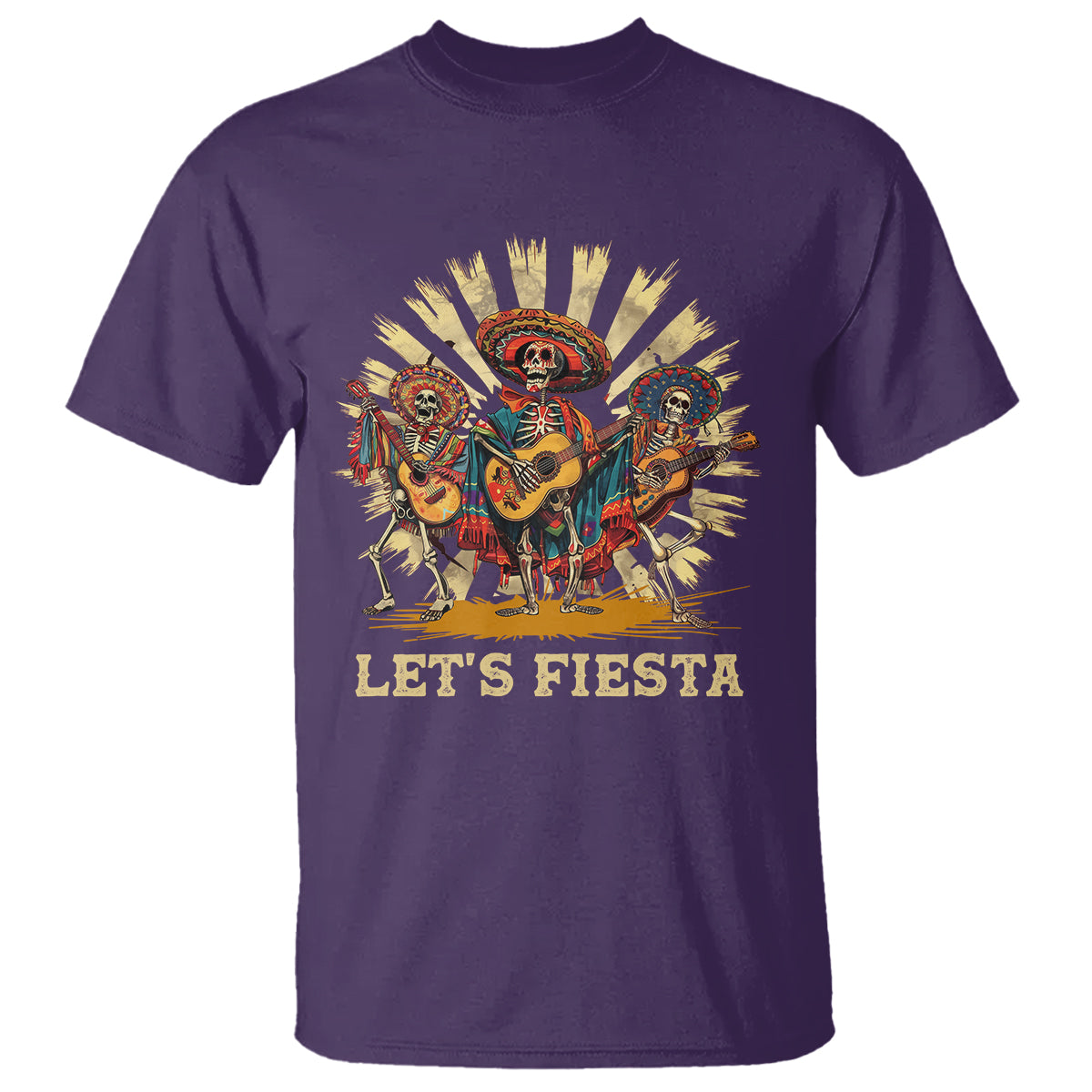 Cinco De Mayo T Shirt Let's Fiesta Skeleton Dancing Mexican Party - Wonder Print Shop