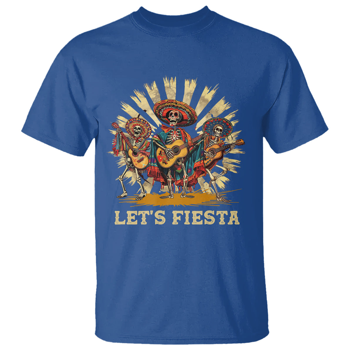 Cinco De Mayo T Shirt Let's Fiesta Skeleton Dancing Mexican Party - Wonder Print Shop