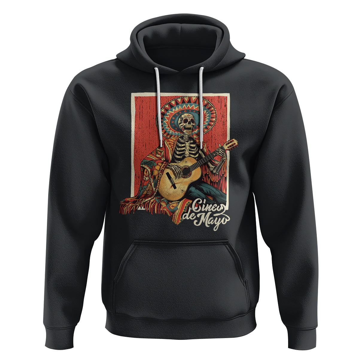 Cinco De Mayo Hoodie Mariachi Skeleton Playing Guitar Mexican Party - Wonder Print Shop