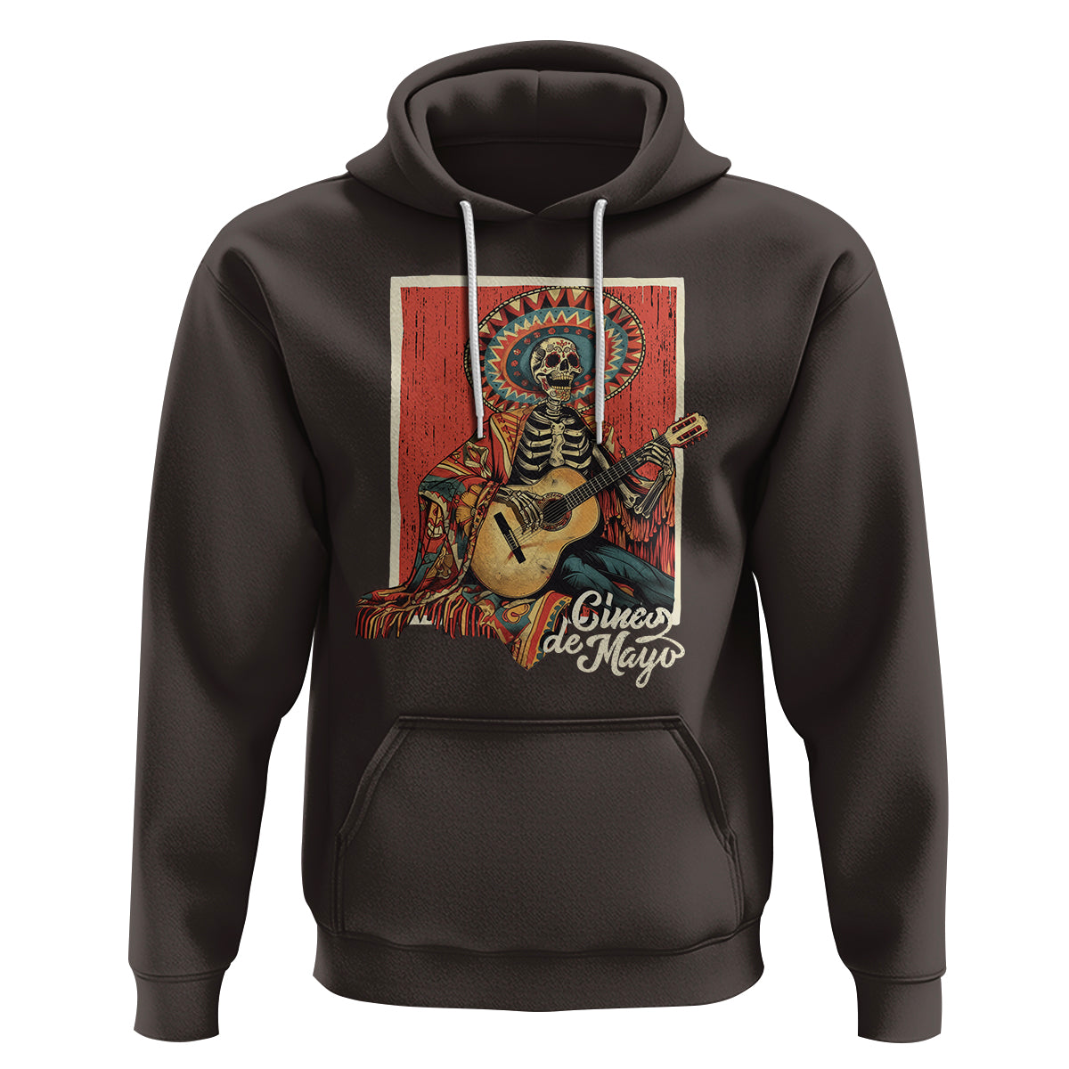 Cinco De Mayo Hoodie Mariachi Skeleton Playing Guitar Mexican Party - Wonder Print Shop