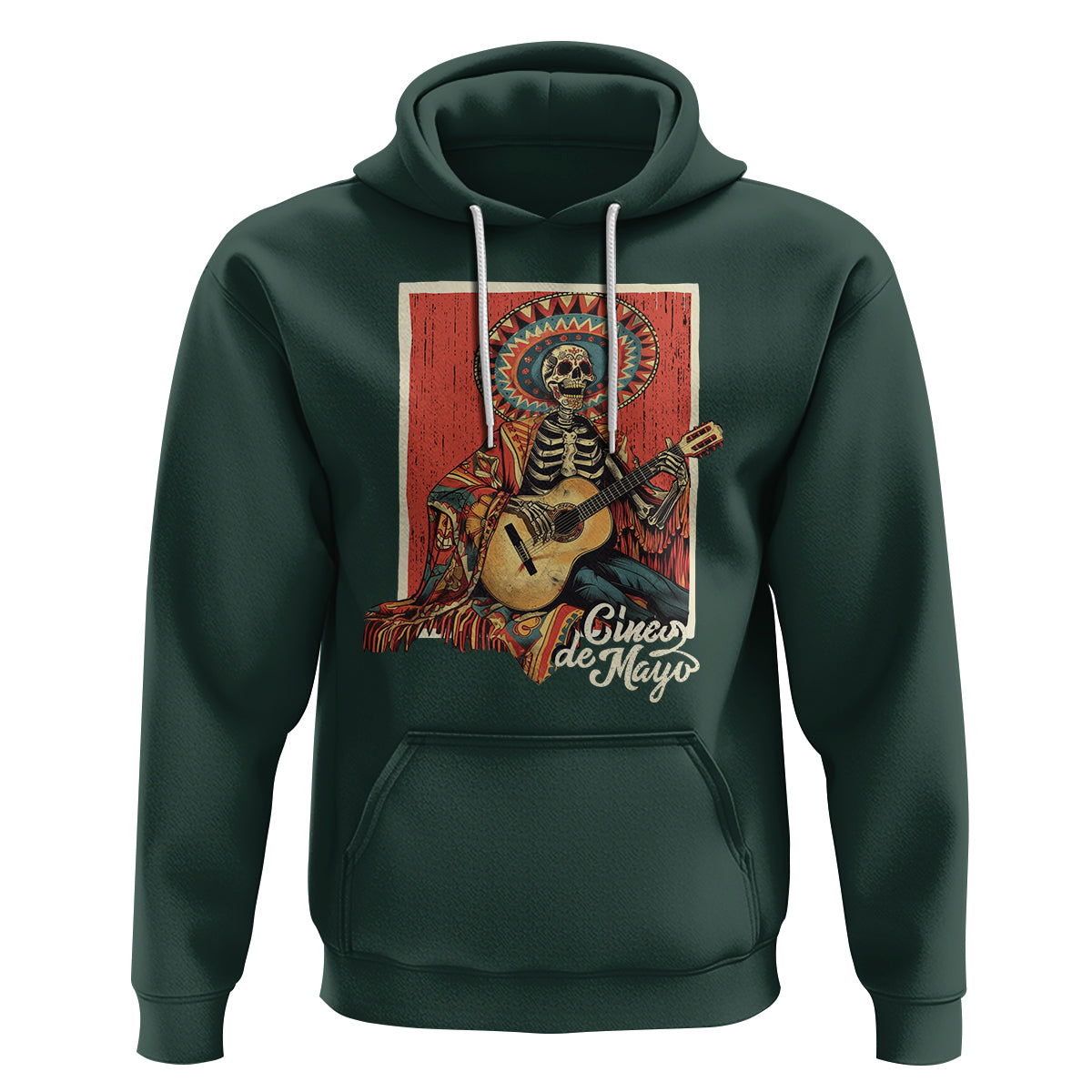 Cinco De Mayo Hoodie Mariachi Skeleton Playing Guitar Mexican Party - Wonder Print Shop