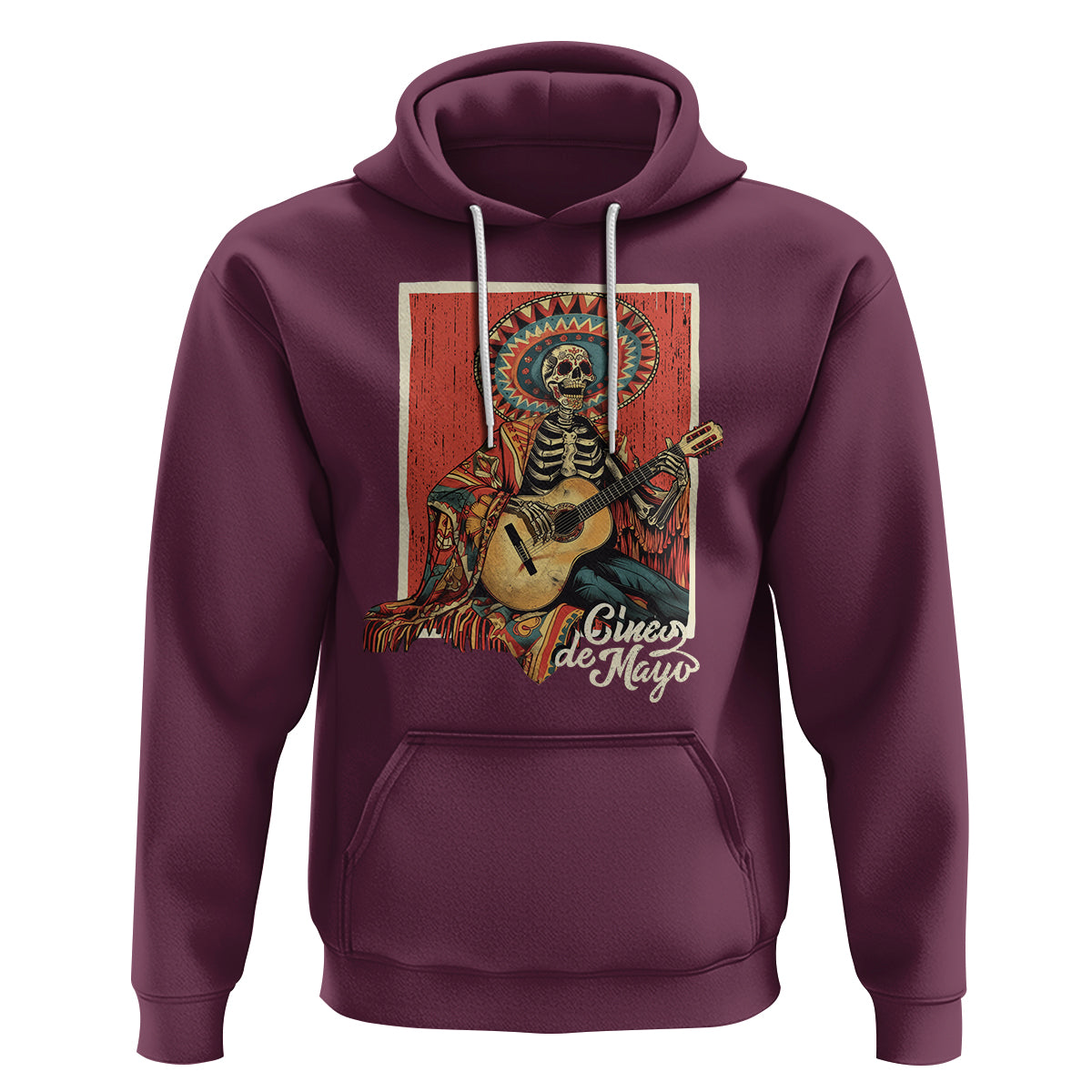 Cinco De Mayo Hoodie Mariachi Skeleton Playing Guitar Mexican Party - Wonder Print Shop