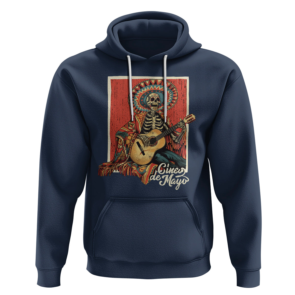 Cinco De Mayo Hoodie Mariachi Skeleton Playing Guitar Mexican Party - Wonder Print Shop