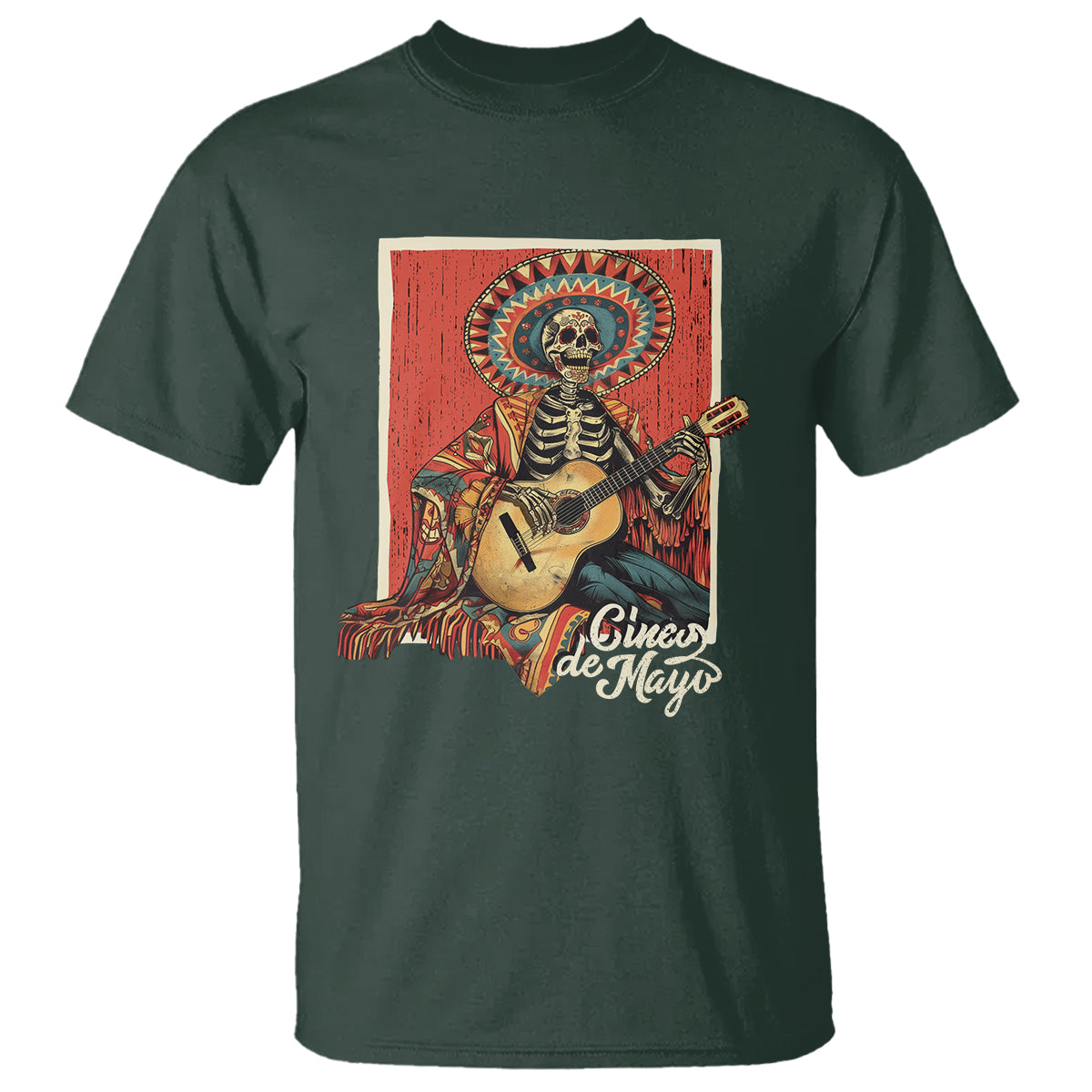 Cinco De Mayo T Shirt Mariachi Skeleton Playing Guitar Mexican Party - Wonder Print Shop