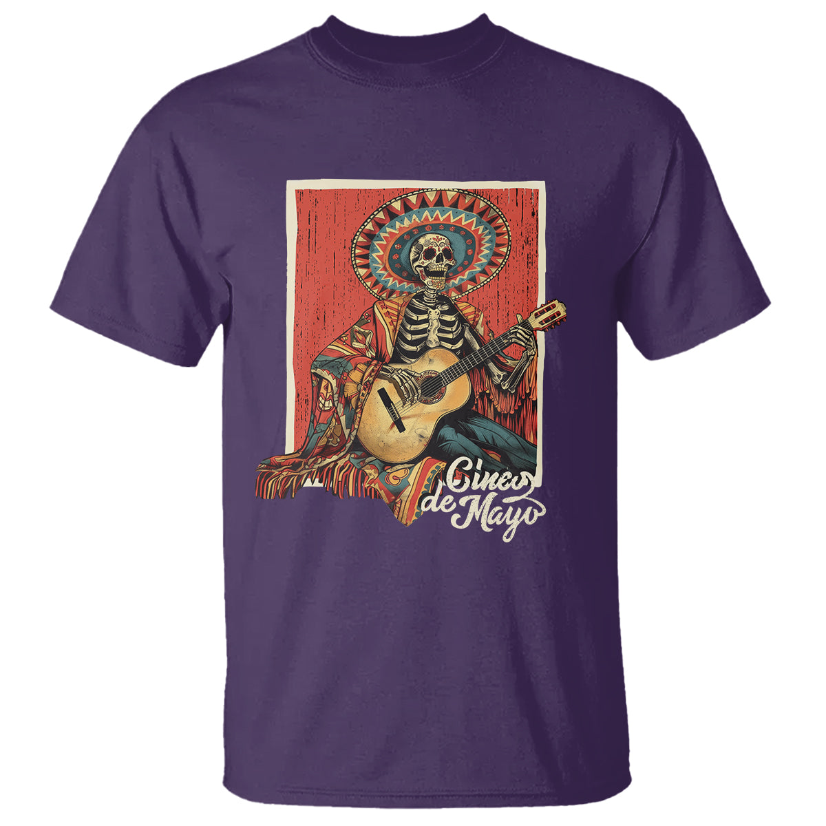 Cinco De Mayo T Shirt Mariachi Skeleton Playing Guitar Mexican Party - Wonder Print Shop