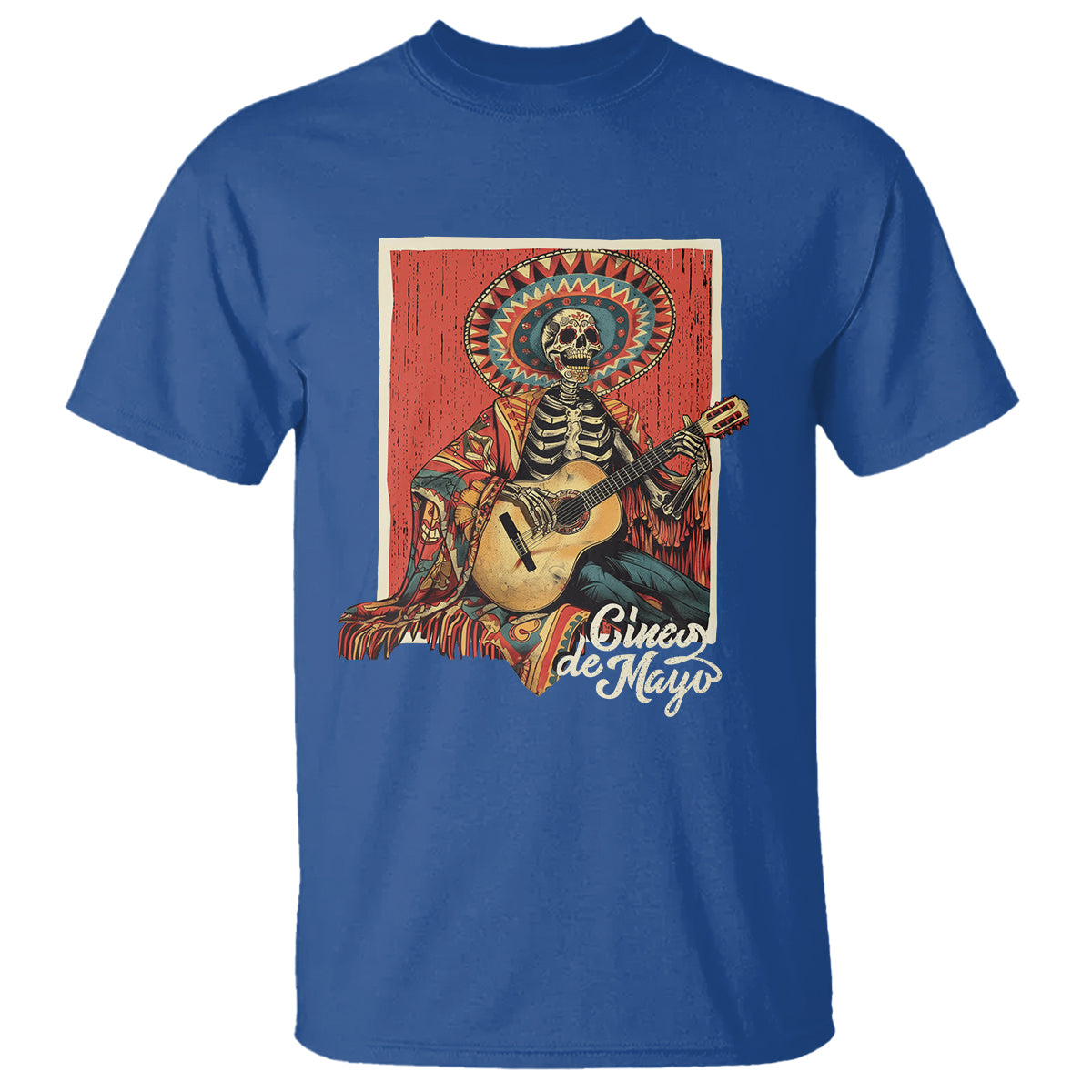 Cinco De Mayo T Shirt Mariachi Skeleton Playing Guitar Mexican Party - Wonder Print Shop