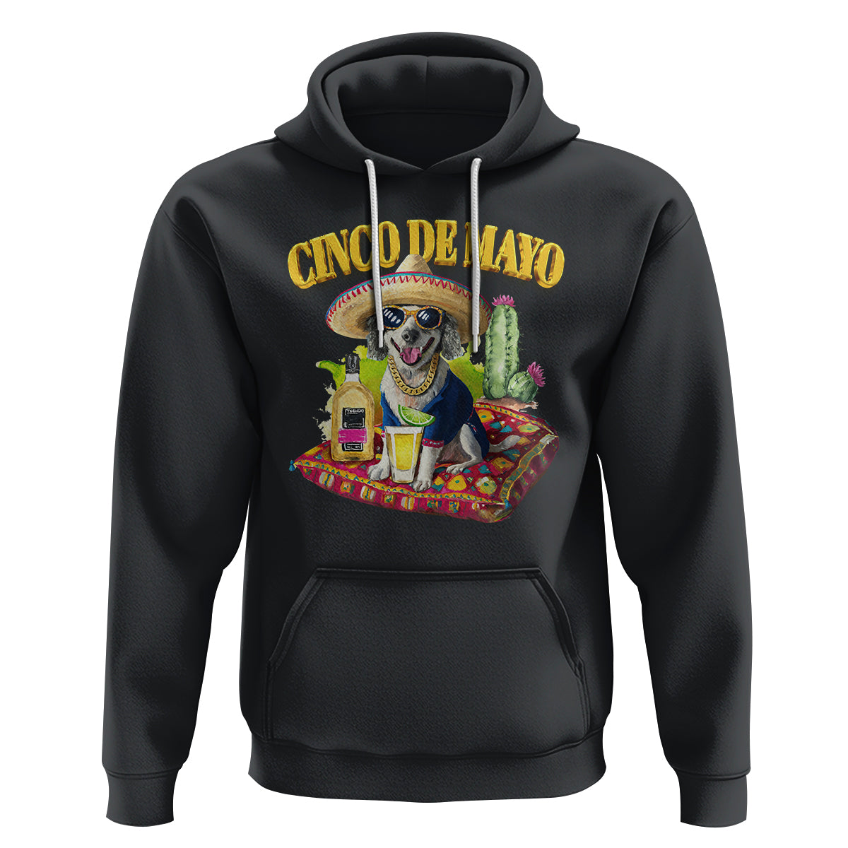 Cinco De Mayo Dog Lover Hoodie Funny Cool Dog Mexican Sombrero Drinking Tequila - Wonder Print Shop