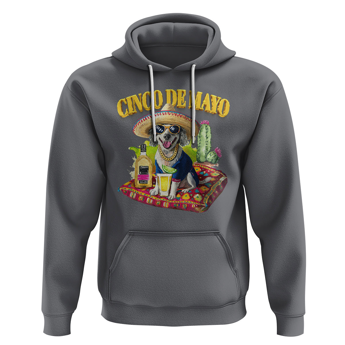 Cinco De Mayo Dog Lover Hoodie Funny Cool Dog Mexican Sombrero Drinking Tequila - Wonder Print Shop