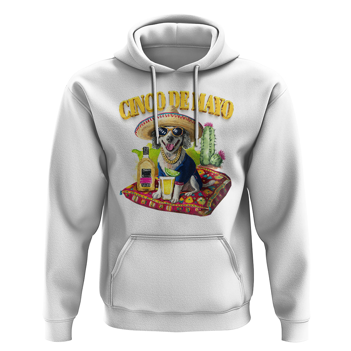 Cinco De Mayo Dog Lover Hoodie Funny Cool Dog Mexican Sombrero Drinking Tequila - Wonder Print Shop
