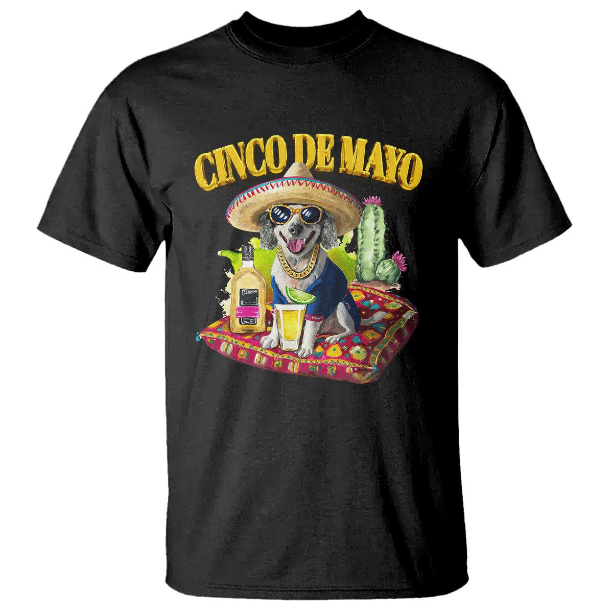 Cinco De Mayo Dog Lover T Shirt Funny Cool Dog Mexican Sombrero Drinking Tequila - Wonder Print Shop
