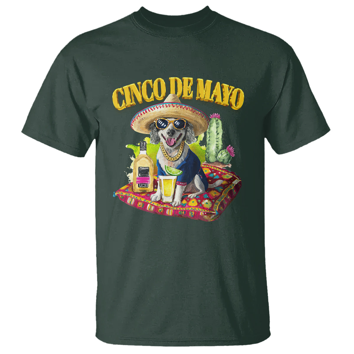Cinco De Mayo Dog Lover T Shirt Funny Cool Dog Mexican Sombrero Drinking Tequila - Wonder Print Shop