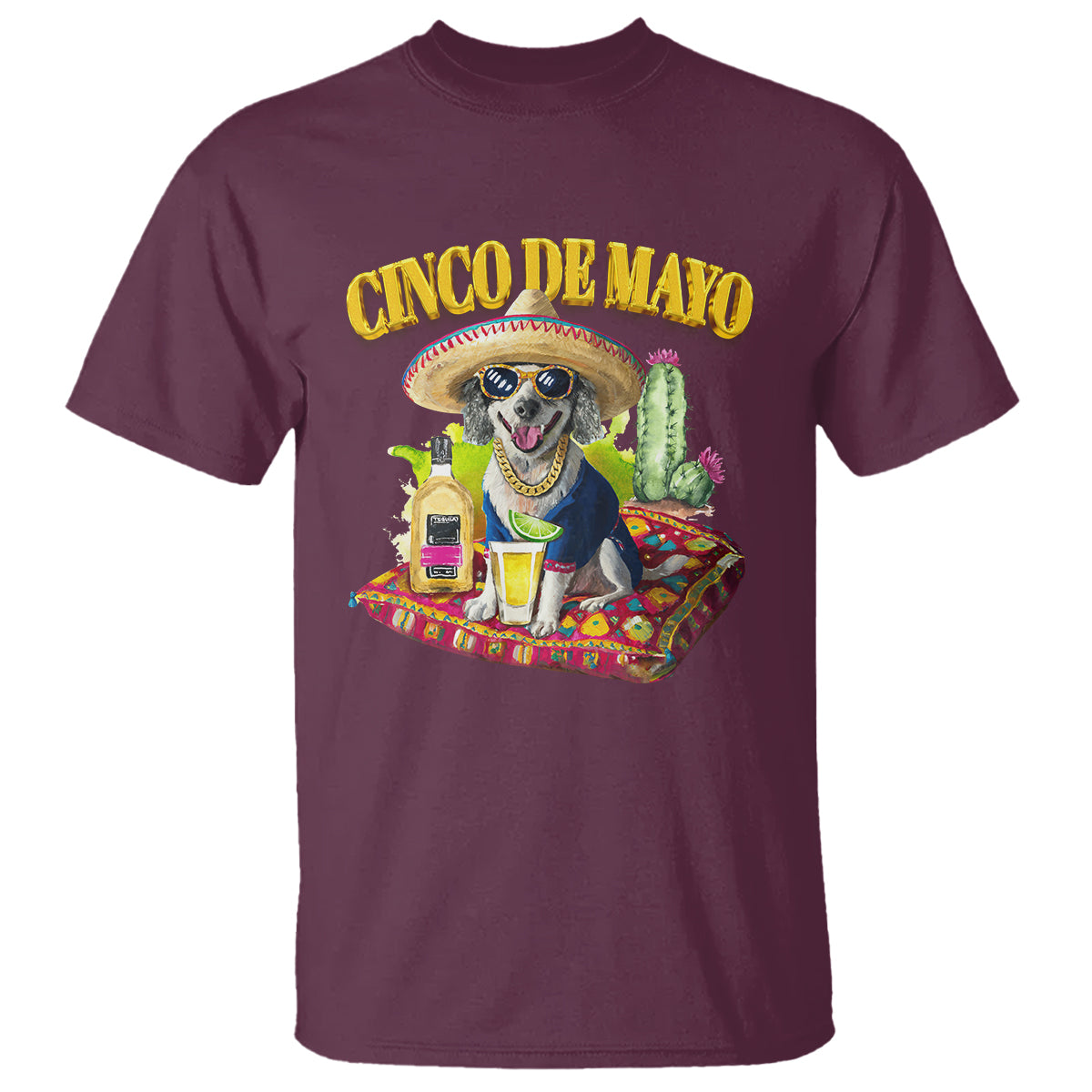Cinco De Mayo Dog Lover T Shirt Funny Cool Dog Mexican Sombrero Drinking Tequila - Wonder Print Shop