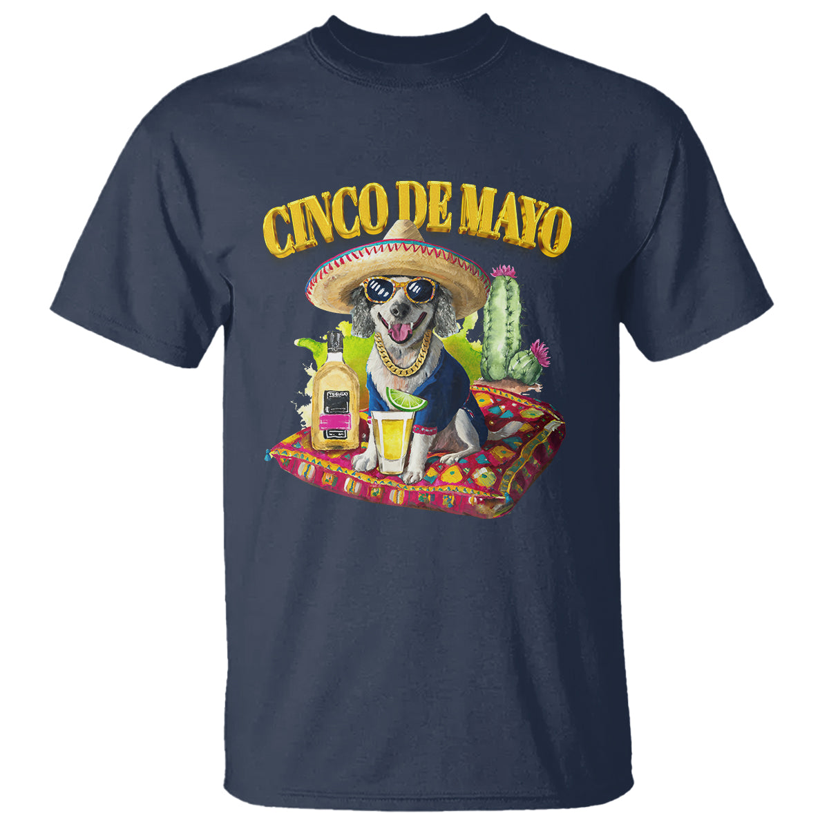 Cinco De Mayo Dog Lover T Shirt Funny Cool Dog Mexican Sombrero Drinking Tequila - Wonder Print Shop