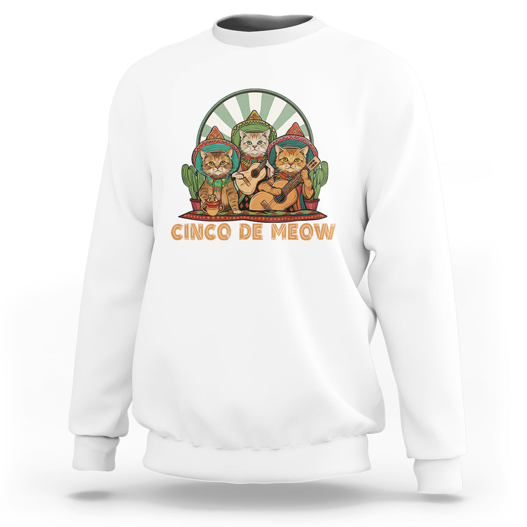 Cinco De Mayo Cat Lover Sweatshirt Cute Mexican Cat Mariachi Cinco De Meow - Wonder Print Shop