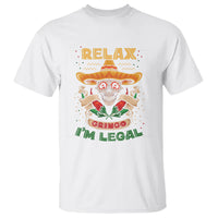 Funny Mexican T Shirt Relax Gringo I'm Legal Funny Skull Sombrero - Wonder Print Shop