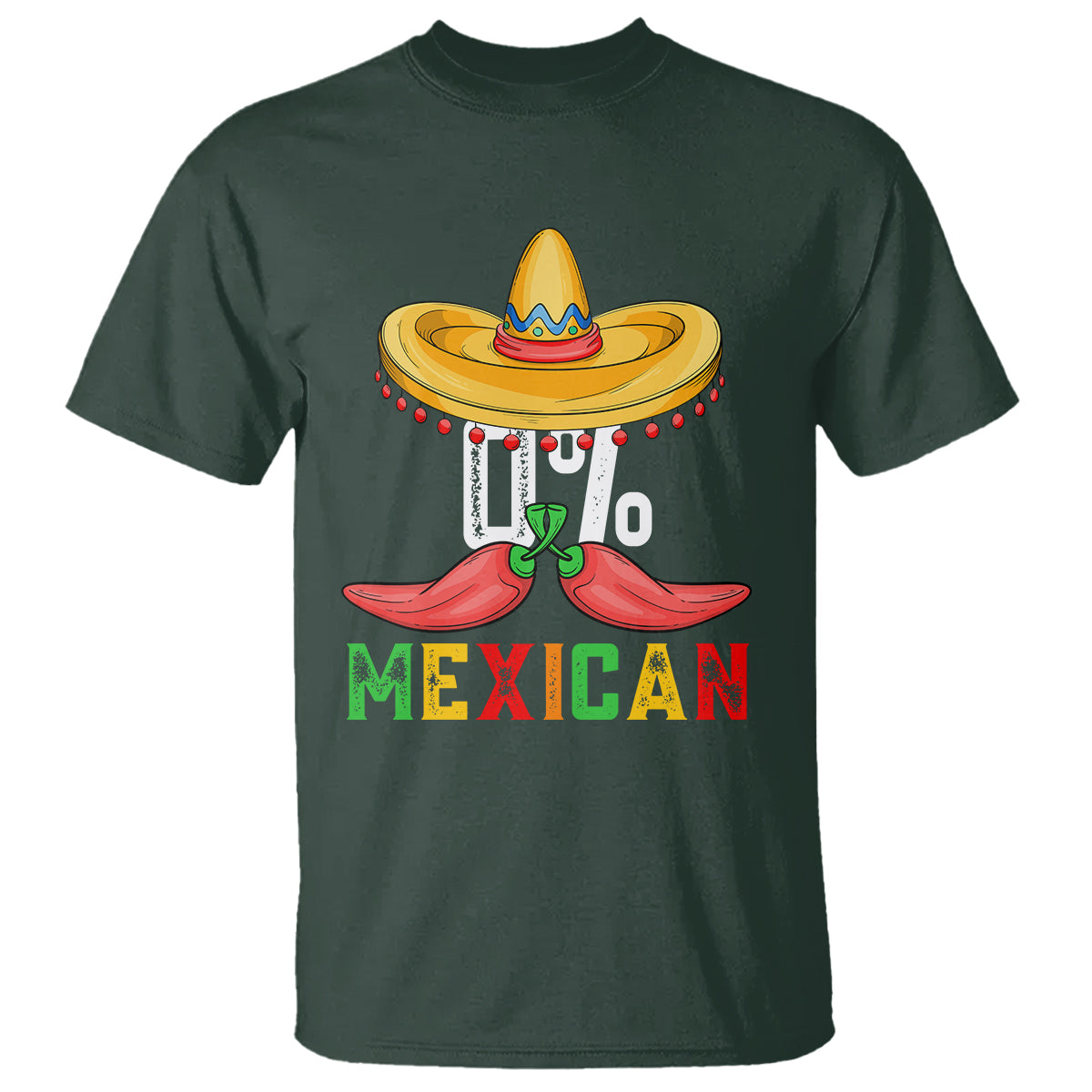 Funny Cinco De Mayo T Shirt 0% Mexican Fiesta Sombrero - Wonder Print Shop
