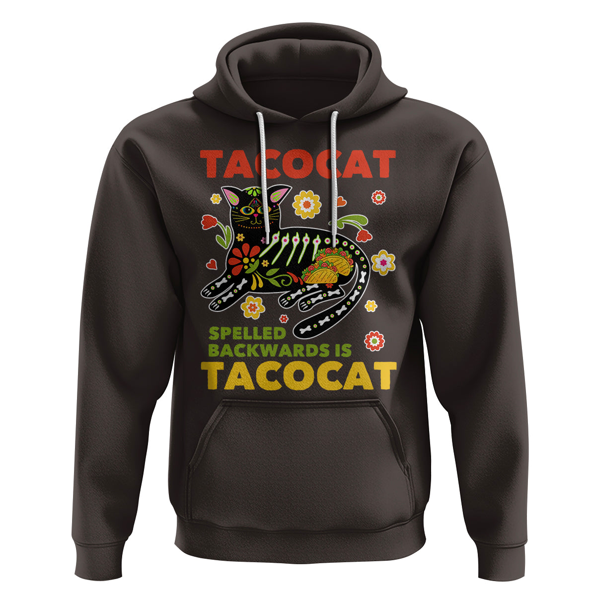 Funny Taco Cat Lover Hoodie Tacocat Spelled Backwards Tacos And Mexican Cats - Wonder Print Shop