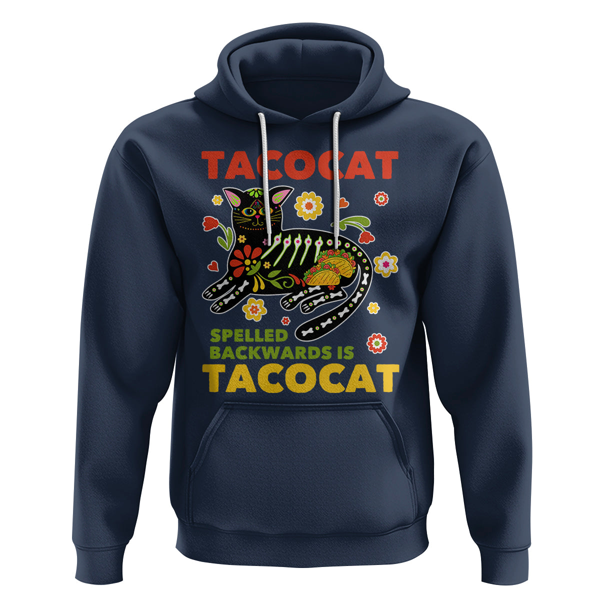 Funny Taco Cat Lover Hoodie Tacocat Spelled Backwards Tacos And Mexican Cats - Wonder Print Shop