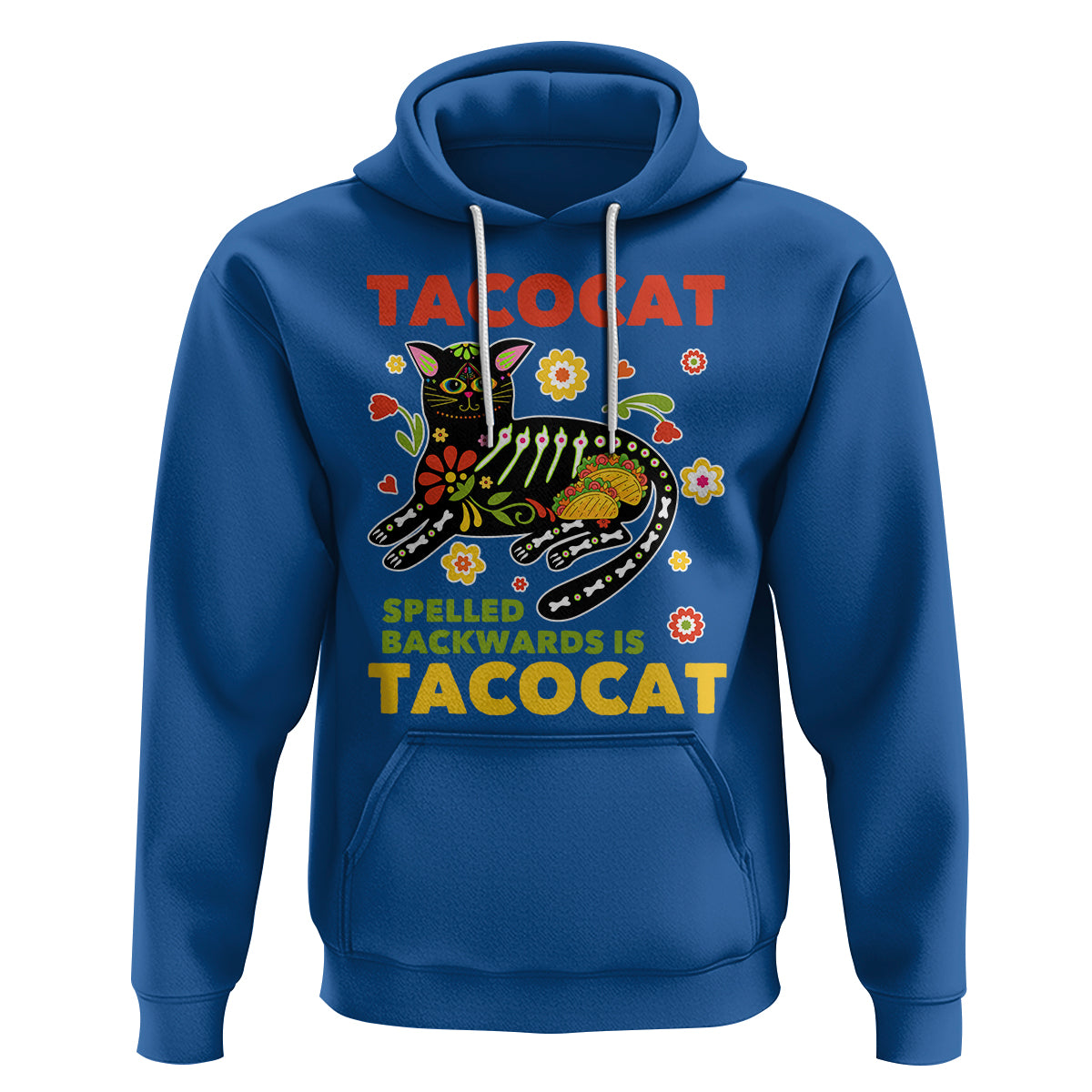 Funny Taco Cat Lover Hoodie Tacocat Spelled Backwards Tacos And Mexican Cats - Wonder Print Shop